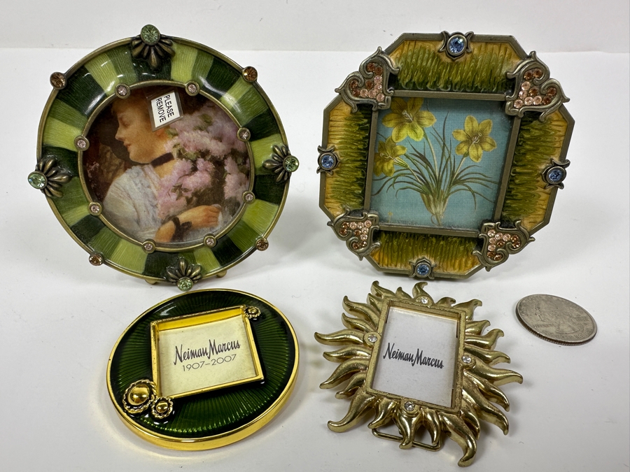 (4) Jay Strongwater Enamel Crystal Small Picture Frames [Photo 2]