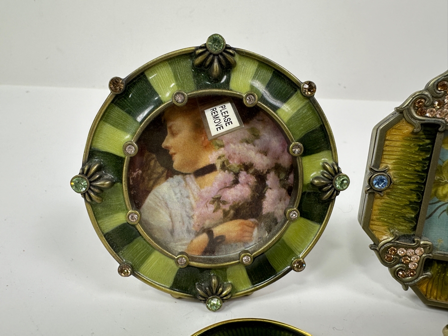 (4) Jay Strongwater Enamel Crystal Small Picture Frames [Photo 4]