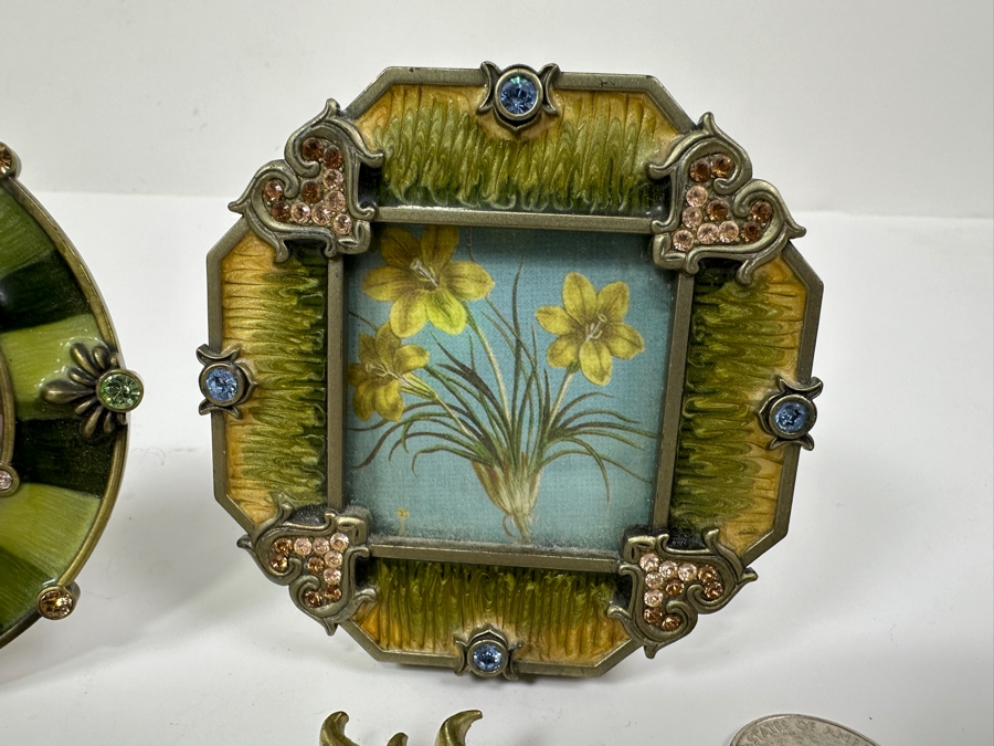 (4) Jay Strongwater Enamel Crystal Small Picture Frames [Photo 5]