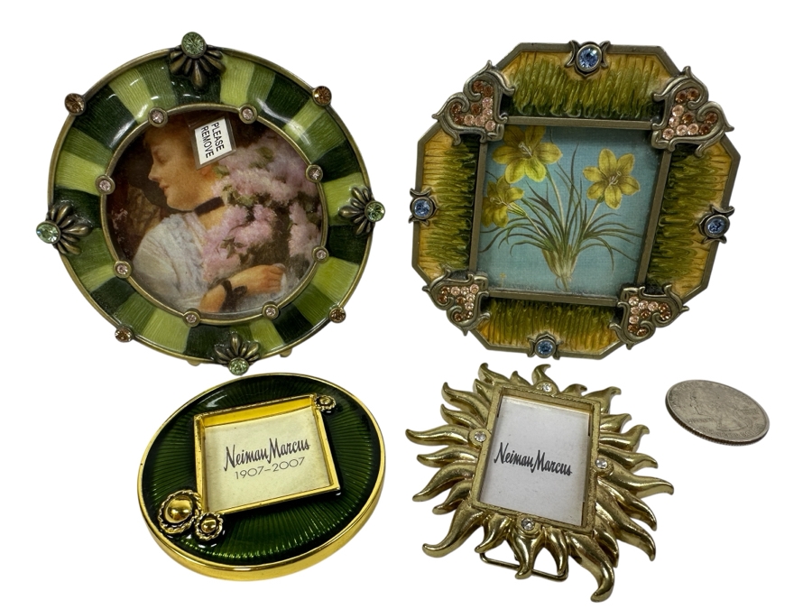(4) Jay Strongwater Enamel Crystal Small Picture Frames