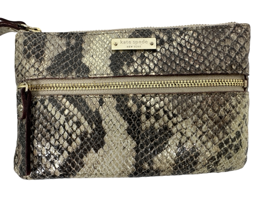 New Kate Spade Leather Cobble Hill Bee Wristlet - Snakeskin 6.5W x .25D x 4.25H [Photo 1]