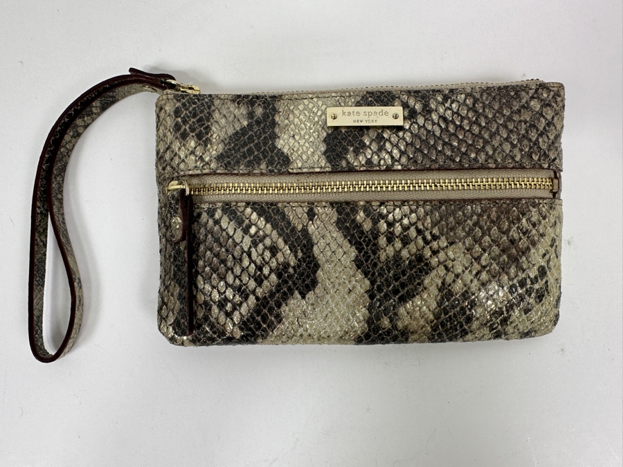 New Kate Spade Leather Cobble Hill Bee Wristlet - Snakeskin 6.5W x .25D x 4.25H [Photo 2]
