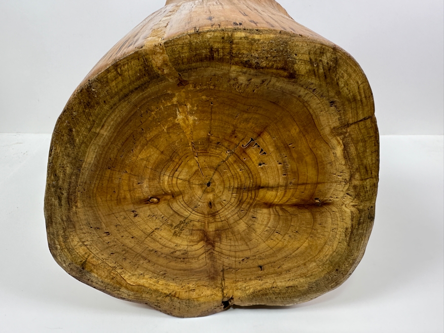 Carved Organic Wooden Bucket Basket 17.5H [Photo 7]