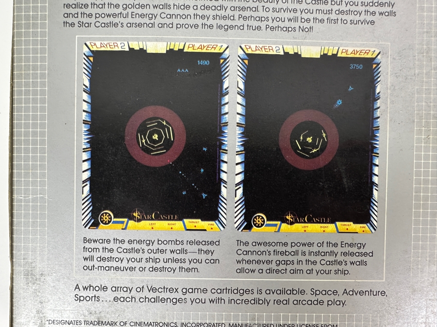 Vintage 1983 Vectrex Star Castle Arcade System Video Game Cartridge With Original Box, Screen Overlay & Instruction Manual - Vectrex Was The Only Home Market Vector Display-Based Stand Alone Gaming Platform [Photo 8]
