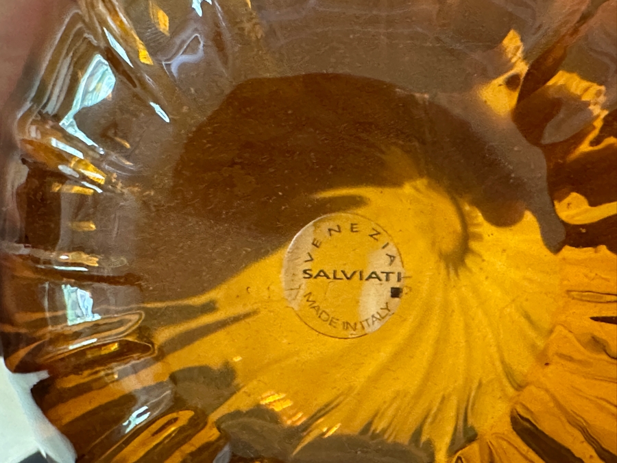 Set Of Five Salviati Contemporary Italian Murano Amber Art Glass Drops by Renzo Stellon Vases Tallest Is 17'H [Photo 14]