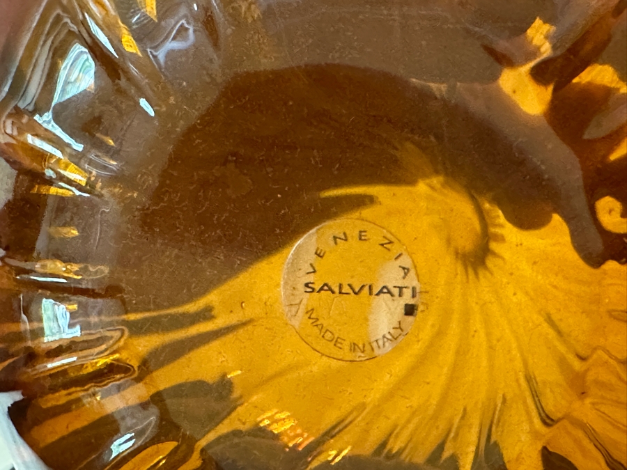 Set Of Five Salviati Contemporary Italian Murano Amber Art Glass Drops by Renzo Stellon Vases Tallest Is 17'H [Photo 13]