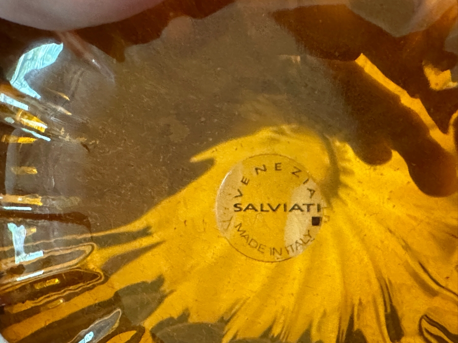 Set Of Five Salviati Contemporary Italian Murano Amber Art Glass Drops by Renzo Stellon Vases Tallest Is 17'H [Photo 12]