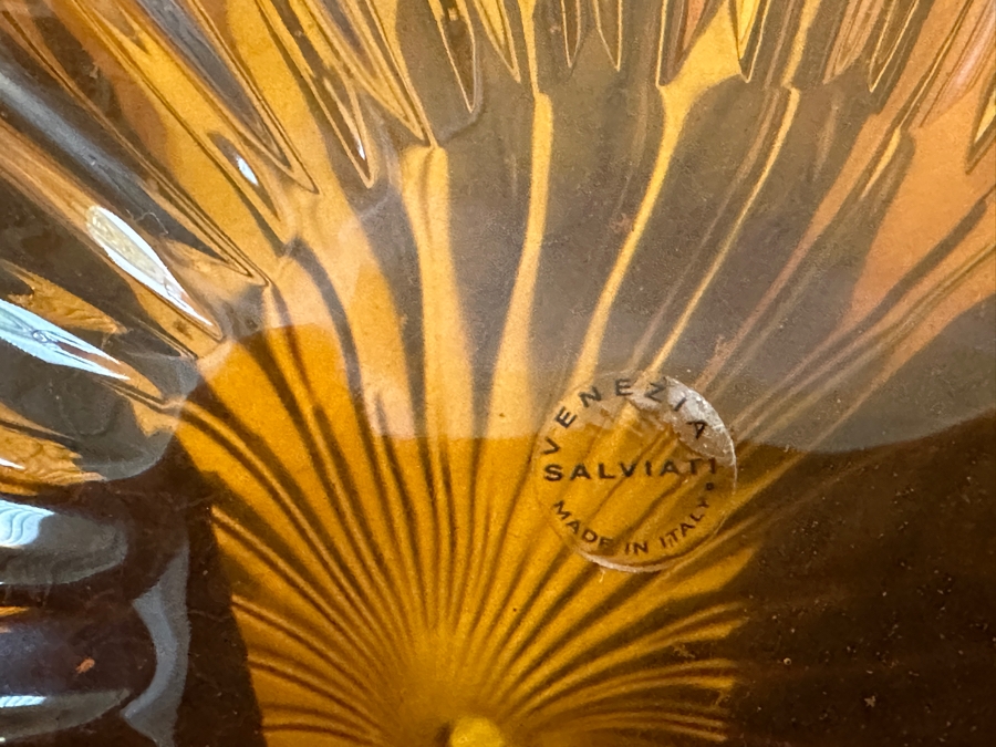 Set Of Five Salviati Contemporary Italian Murano Amber Art Glass Drops by Renzo Stellon Vases Tallest Is 17'H [Photo 7]