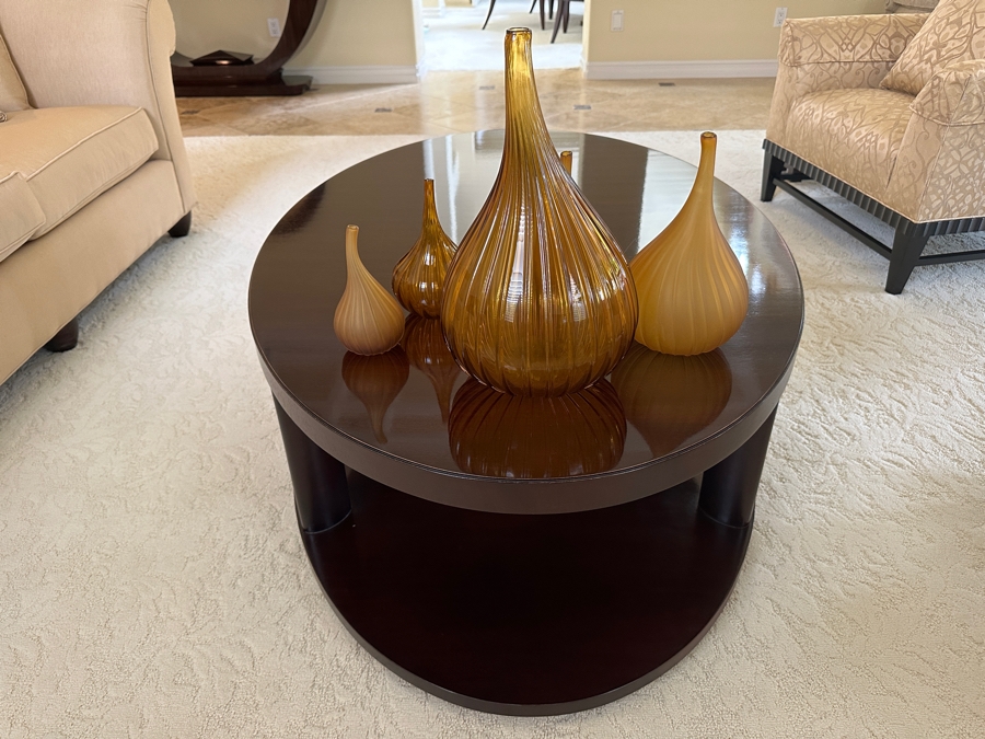 Set Of Five Salviati Contemporary Italian Murano Amber Art Glass Drops by Renzo Stellon Vases Tallest Is 17'H [Photo 5]