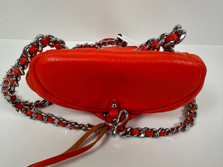 New Rebecca Minkoff Chevron Leather Backpack in Coral  9'W x 4'D X 8'H [Photo 6]