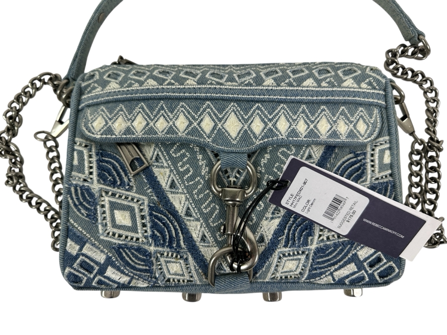 New Rebecca Minkoff Light Denim Mini Handbag with Chain and Denim Strap 9'W x 2'D x 6.5'H Retails $175