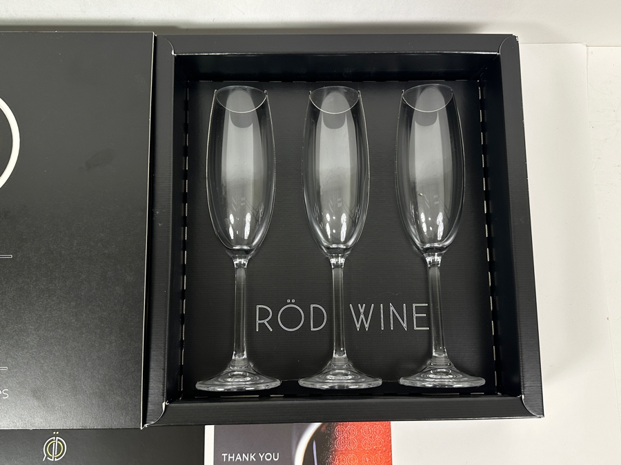 New Box Of Three Rod Wine Champagne Glasses [Photo 5]