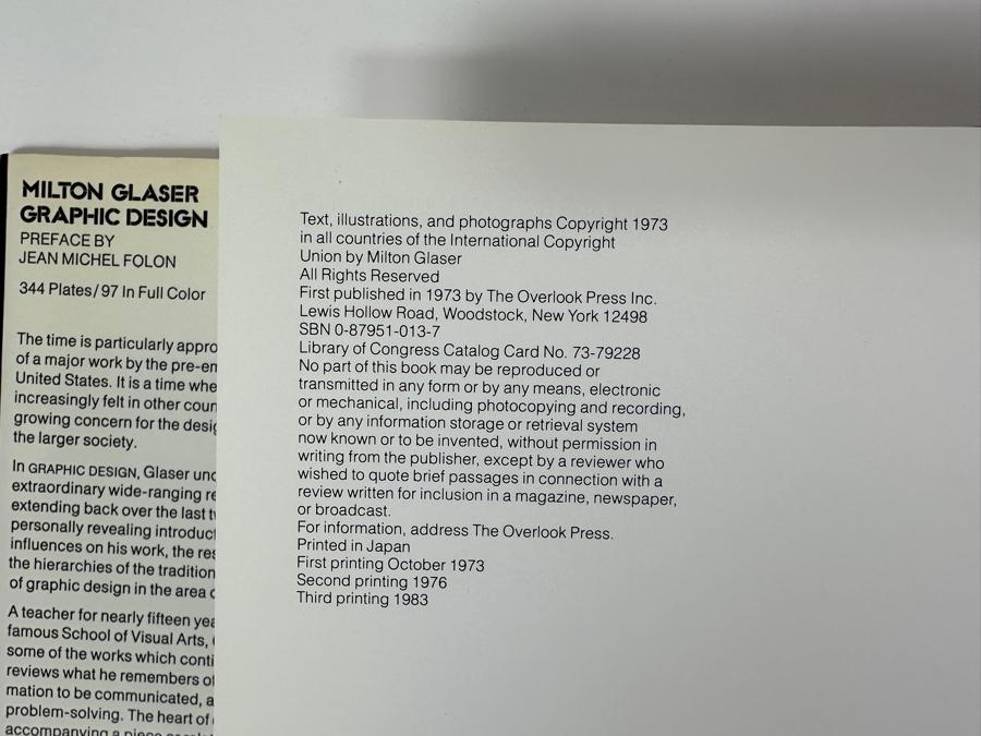 Vintage 1983 Third Printing Hardcover Book Milton Glaser Graphic Design [Photo 6]