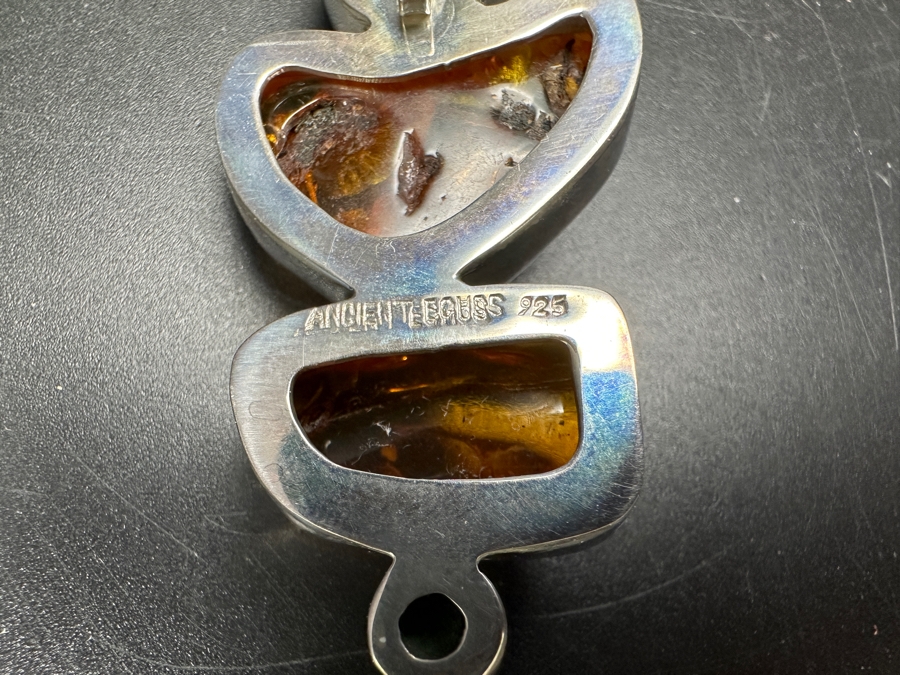 Sterling Silver, Amber & Turquoise Pendant 17.6g [Photo 6]