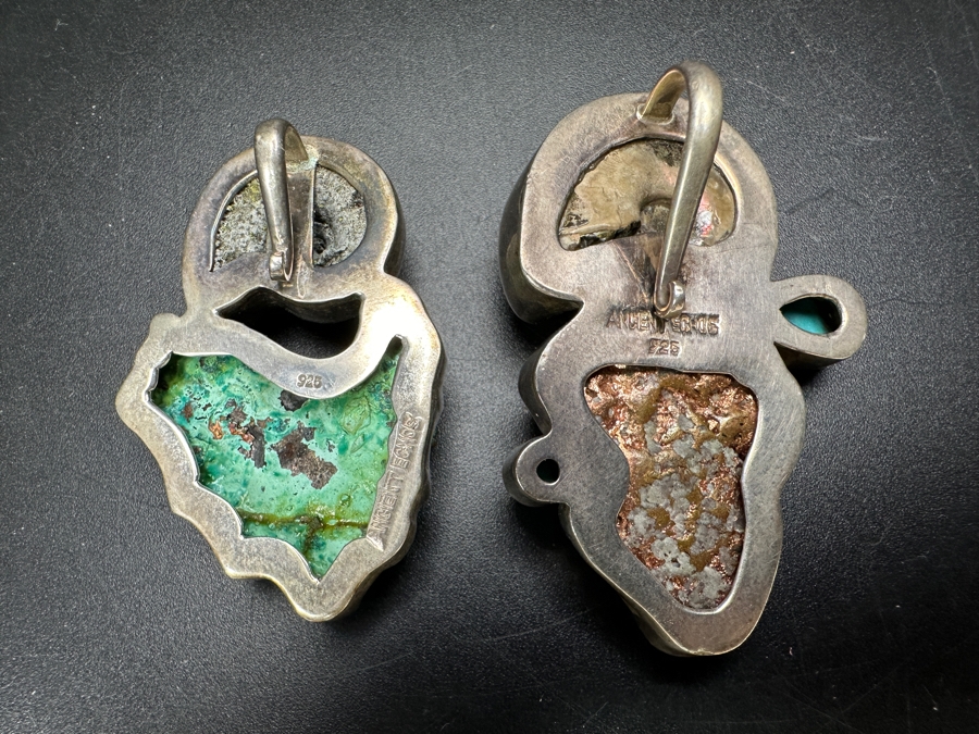 Sterling Silver, Turquoise, Copper & Ammonite Fossil Pendants 58.7g [Photo 5]