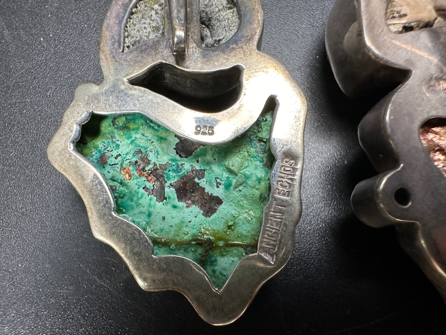 Sterling Silver, Turquoise, Copper & Ammonite Fossil Pendants 58.7g [Photo 7]