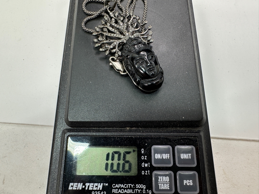 Sterling Silver Carved Buddha Pendant With Sterling Silver 16' Chain Necklace 10.6g [Photo 11]