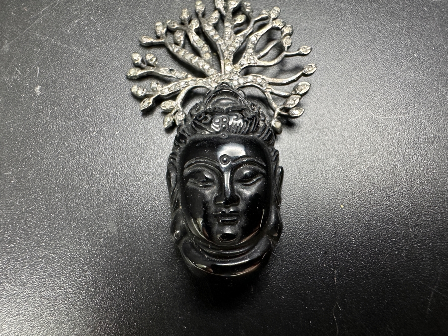 Sterling Silver Carved Buddha Pendant With Sterling Silver 16' Chain Necklace 10.6g [Photo 3]