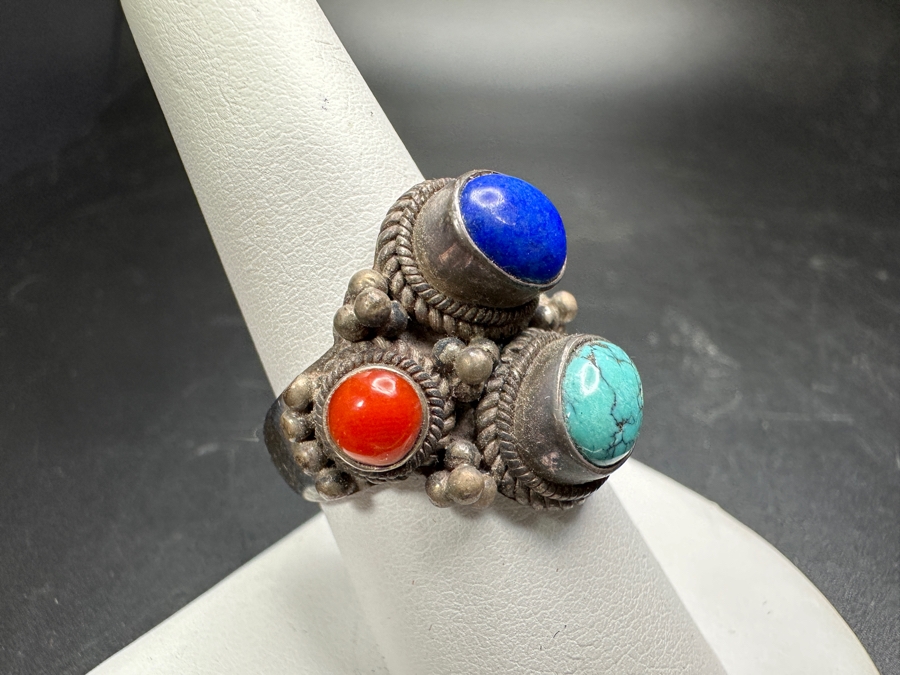 Sterling Silver Turquoise Ring Size 8.5 8.8g [Photo 3]