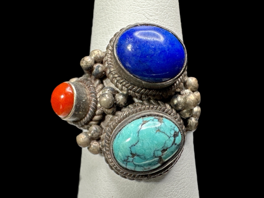 Sterling Silver Turquoise Ring Size 8.5 8.8g