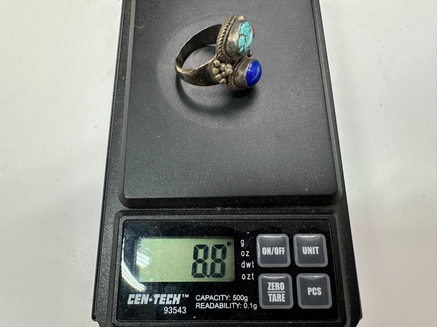 Sterling Silver Turquoise Ring Size 8.5 8.8g [Photo 7]