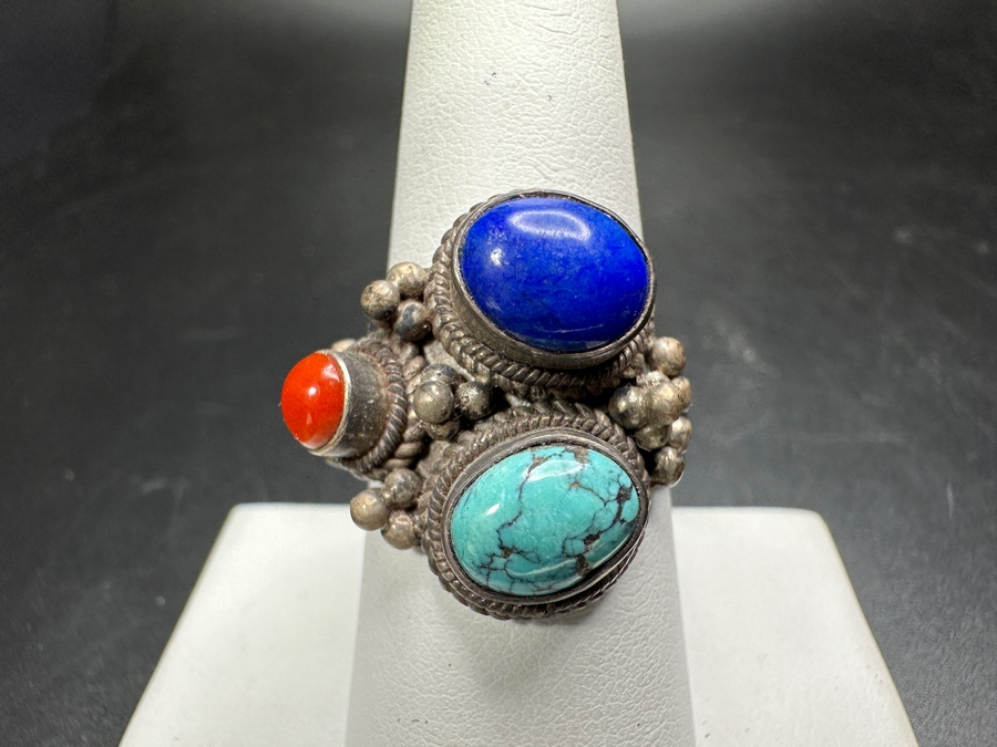 Sterling Silver Turquoise Ring Size 8.5 8.8g [Photo 2]