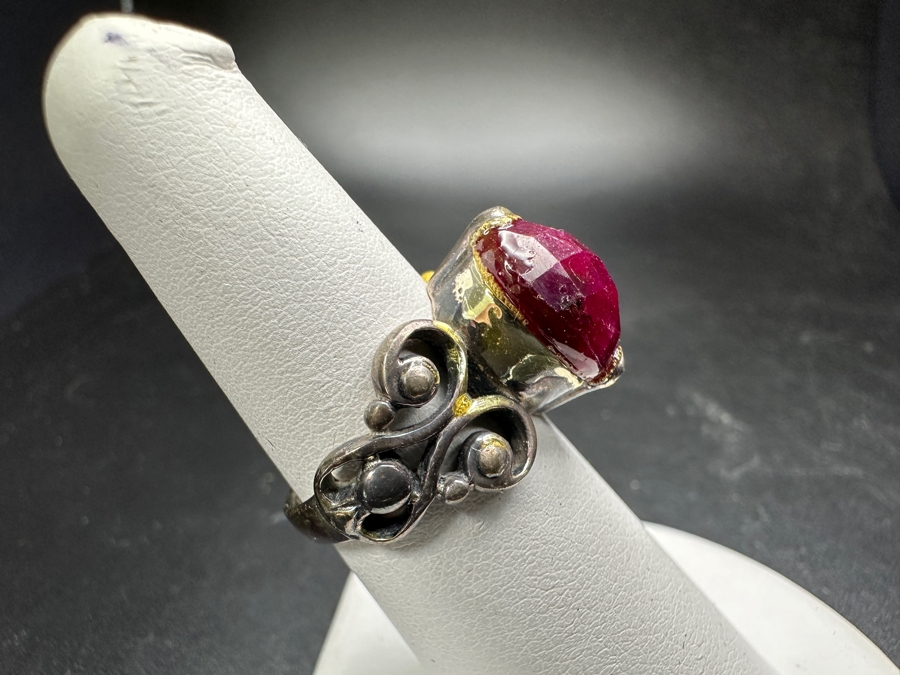 Pair Of Sterling Silver Rings L Size 7.5 / R Size 6.5 Total Weight 13.2g [Photo 5]