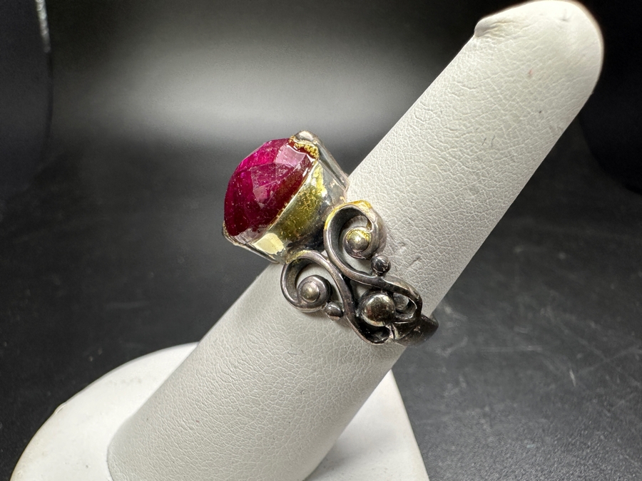 Pair Of Sterling Silver Rings L Size 7.5 / R Size 6.5 Total Weight 13.2g [Photo 6]