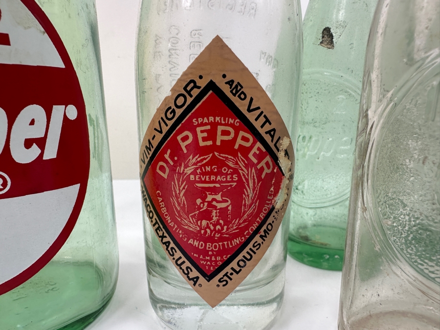Vintage Dr. Pepper Soda Lot With Pitcher And Old Glass Dr. Pepper Bottles [Photo 2]