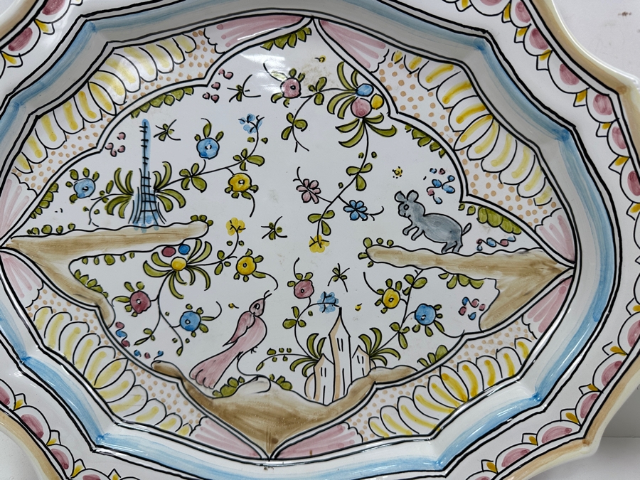 Pair Of Berardos Hand Painted Platters 16.5 X 13 And Bowl 9.5W Made In Portugal [Photo 4]