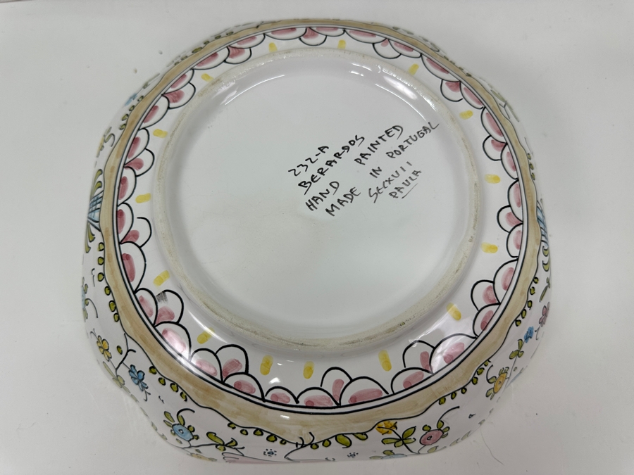 Pair Of Berardos Hand Painted Platters 16.5 X 13 And Bowl 9.5W Made In Portugal [Photo 8]