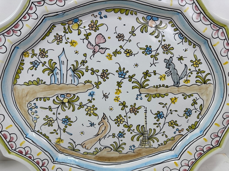 Pair Of Berardos Hand Painted Platters 16.5 X 13 And Bowl 9.5W Made In Portugal [Photo 6]
