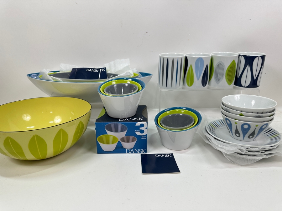 Cathrineholm Norway Lotus Enamel Bowl And New Dansk Lot With Bowls, Cups & Plates