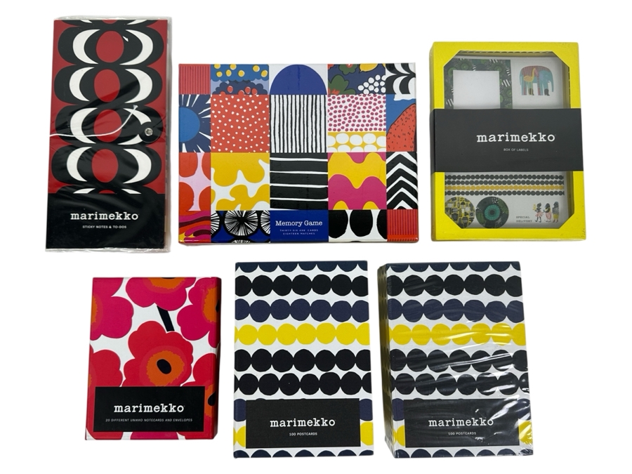 Marimekko Lot With Postcards, Notecards, Sticky Notes, To-Dos, Box Of Labels & Memory Game - Mostly Sealed Items