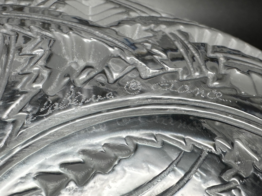 Lalique Crystal France Pinsons Frosted Crystal Bowl 9.25'W X 3 5/8'H [Photo 5]