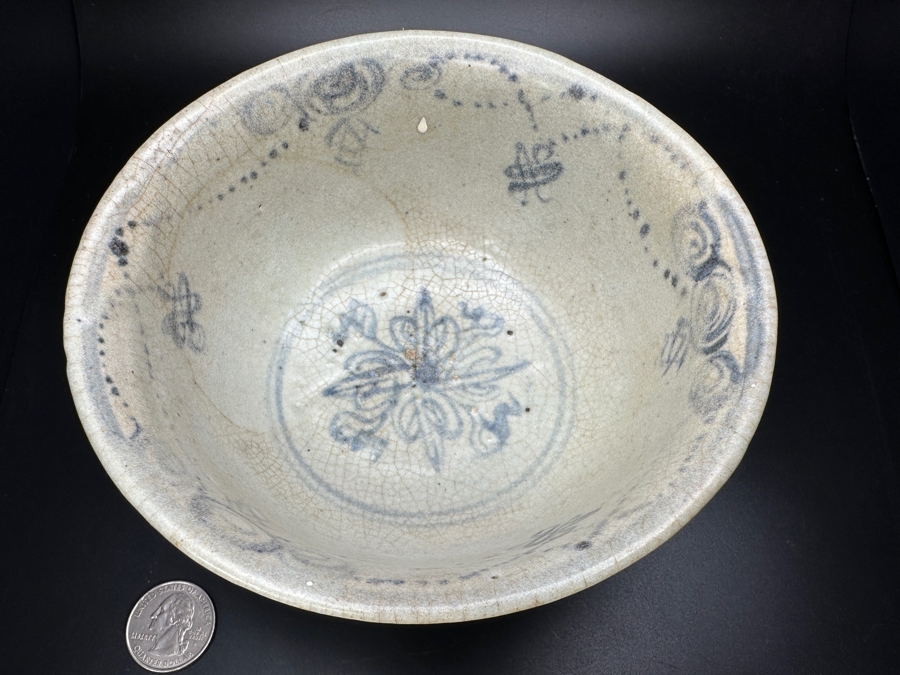 Antique Chinese Hand Painted Blue And White Porcelain Bowl Perhaps From Cheng Te 1506-1521 Ming Dynasty 5.75'W X 2.75'H [Photo 5]