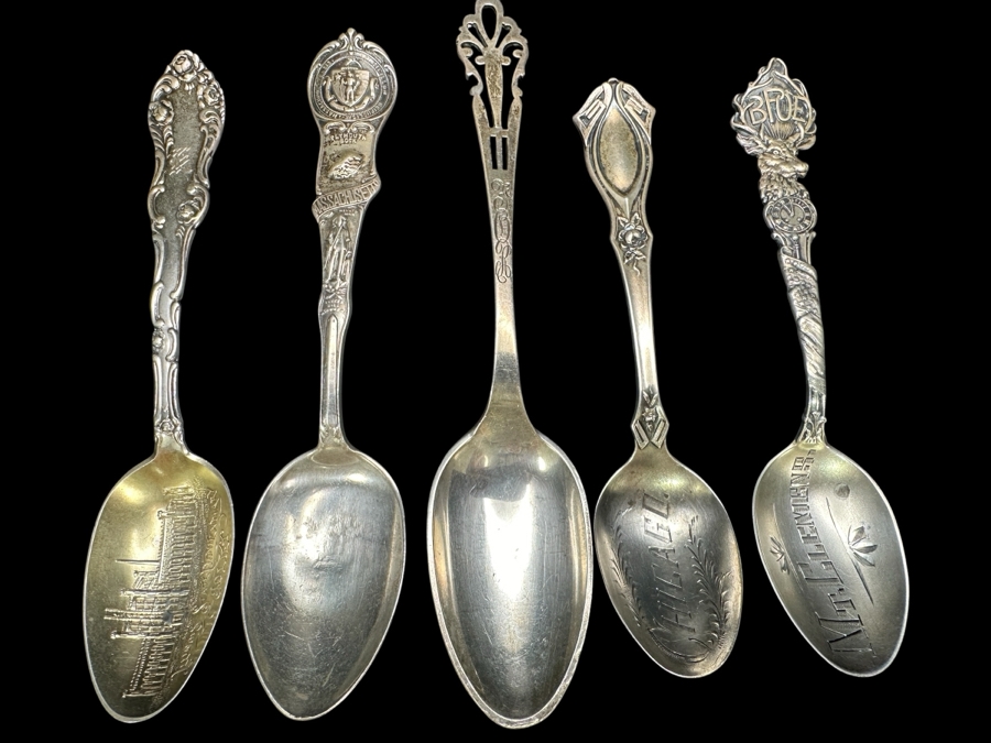 (5) Vintage Sterling Silver Souvenir Spoons 116.6g