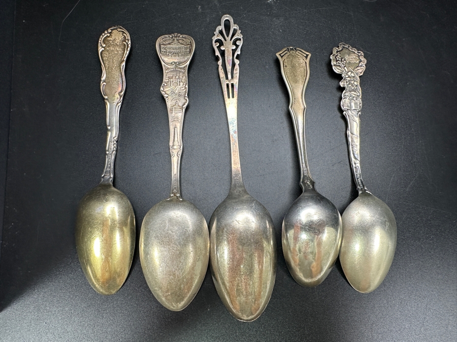 (5) Vintage Sterling Silver Souvenir Spoons 116.6g [Photo 7]