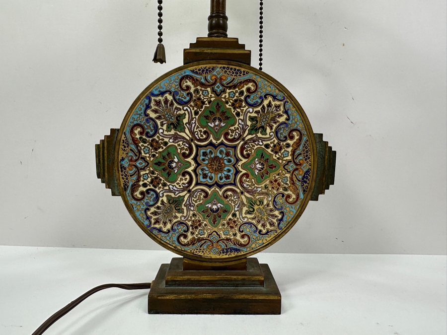 Vintage Cloisonne And Brass Table Lamp - No Shade 20'H [Photo 2]