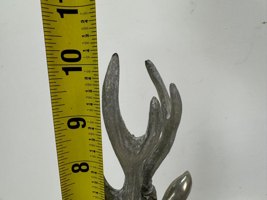 Pair Of Hollywood Regency Nickel Plated Brass Reclining Deer Sculptures Each Deer Measures 10.5'W X 10'H [Photo 15]
