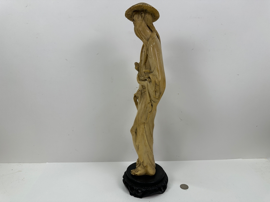 Vintage Asian Resin Elderly Man With Birds Figurine 20'H [Photo 7]