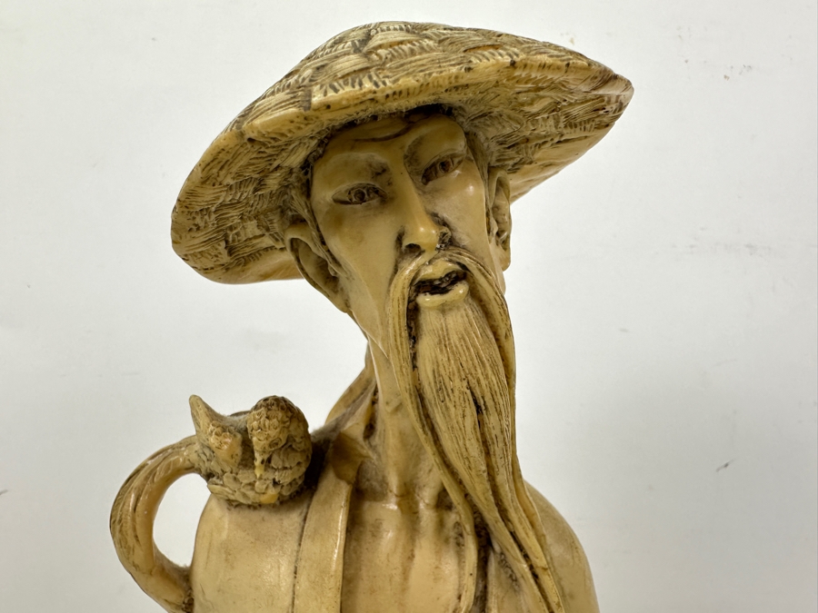 Vintage Asian Resin Elderly Man With Birds Figurine 20'H [Photo 3]