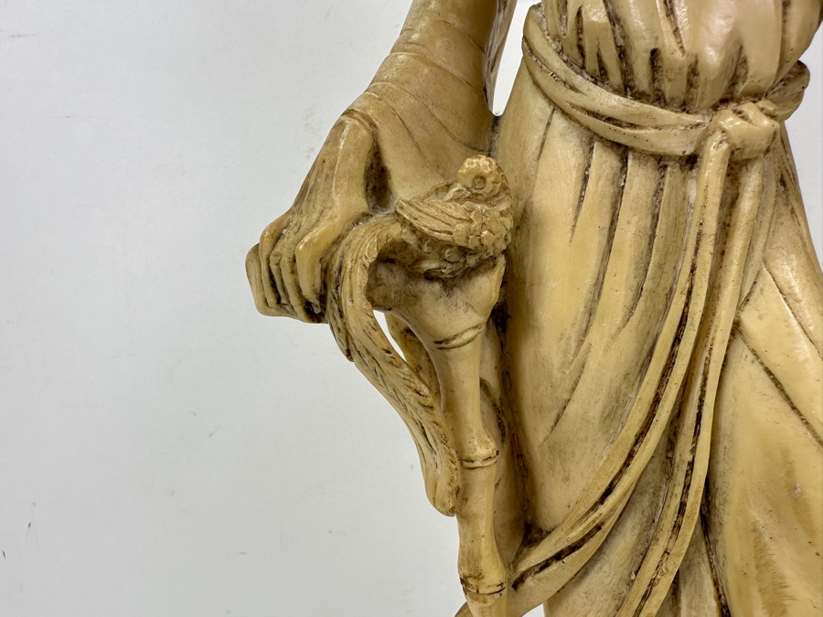 Vintage Asian Resin Elderly Man With Birds Figurine 20'H [Photo 5]