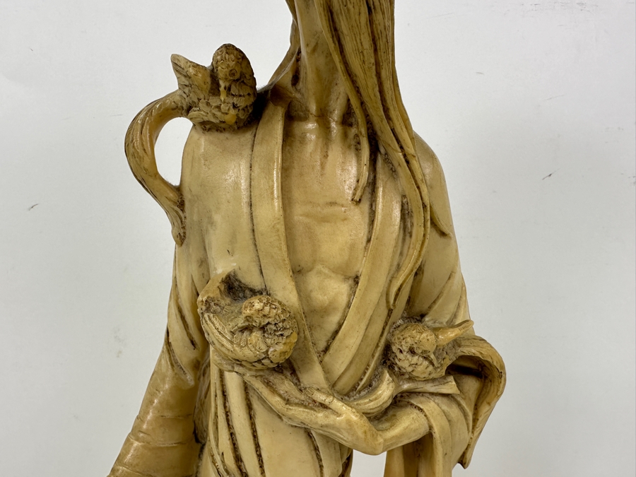 Vintage Asian Resin Elderly Man With Birds Figurine 20'H [Photo 4]