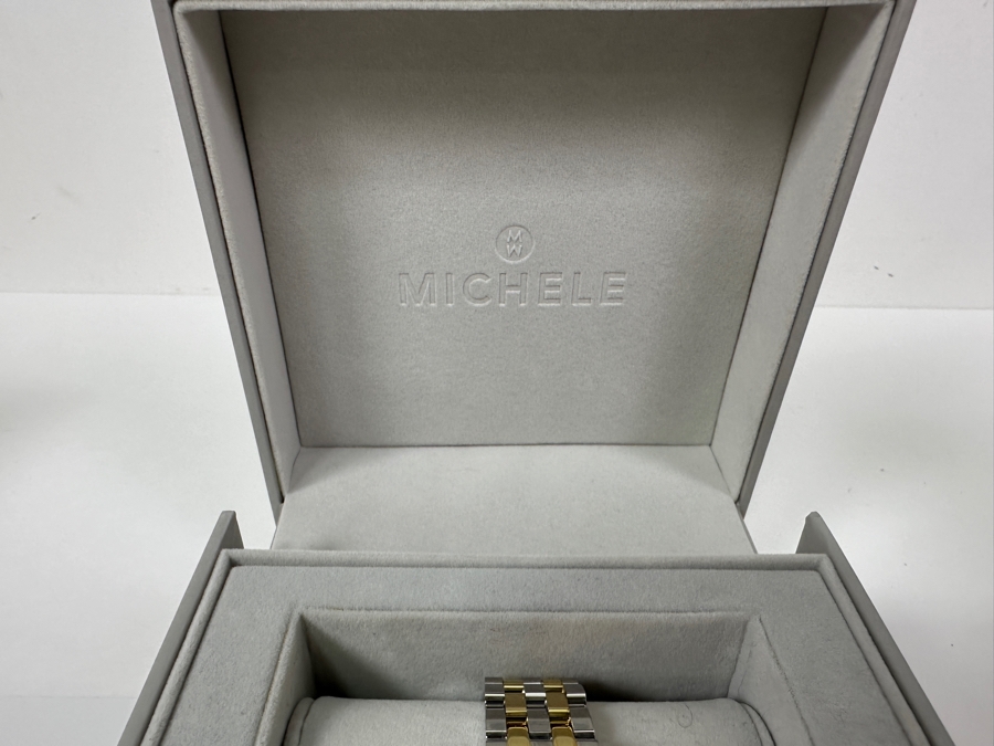 New Michele Urban Two Tone Gold & Silver Ladies Watch With Original Box MWW02A000608 Retails $1,095 [Photo 6]