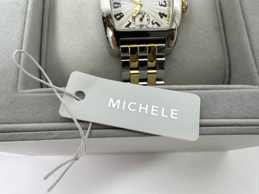 New Michele Urban Two Tone Gold & Silver Ladies Watch With Original Box MWW02A000608 Retails $1,095 [Photo 7]