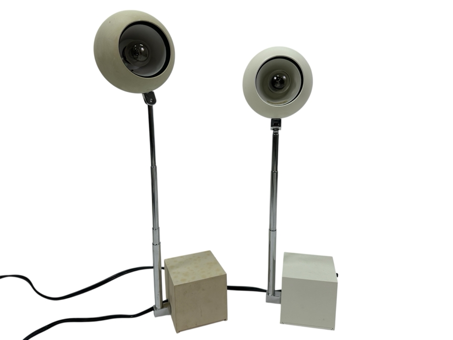 Pair Of White Lytegem Desk Lamps By Michael Lax for Lightolier [Photo 1]