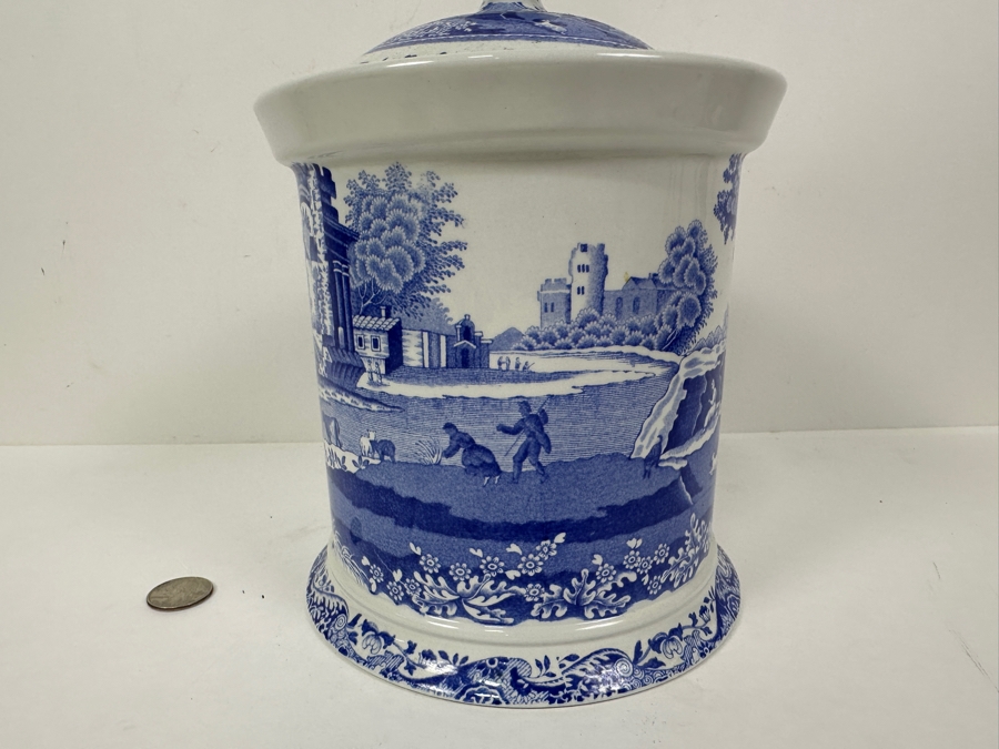 Spode England Blue Italian Biscuit Barrel Jar & Lid [Photo 4]
