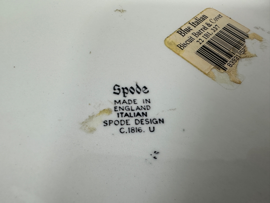 Spode England Blue Italian Biscuit Barrel Jar & Lid [Photo 8]