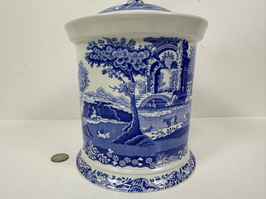 Spode England Blue Italian Biscuit Barrel Jar & Lid [Photo 5]